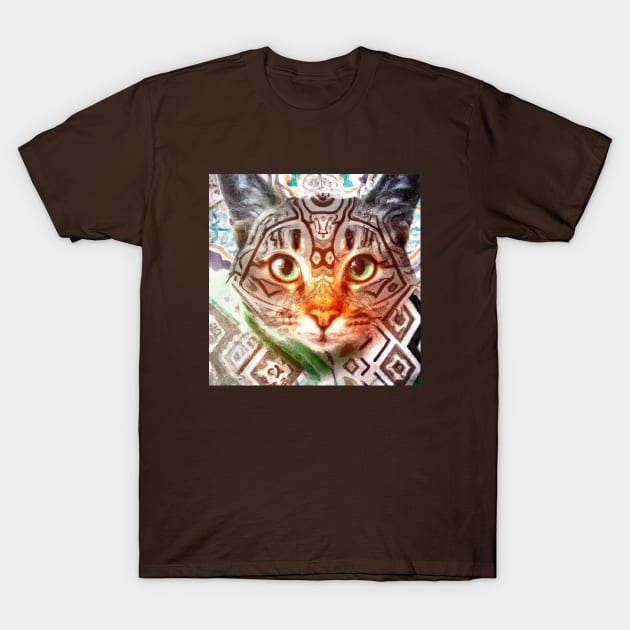 Bold Kitty Cat with a Batik Pattern T-Shirt by Star Scrunch